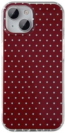 QLTYPRI for iPhone 14/iPhone 13 Case Cute Polka Dot Phone Case, Wine Red | Polka Dot Aesthetic Phone Case for Girls Women, Raised Camera Protection, Durable TPU Slim Shockproof Protective Phone Cover