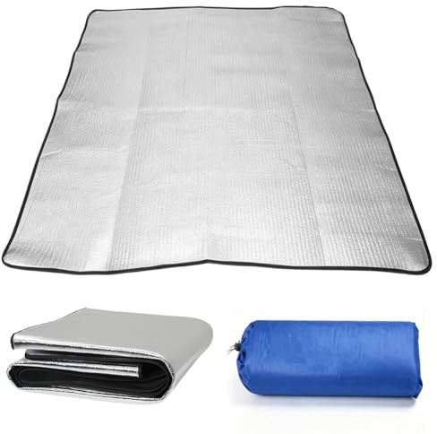 Zeltunterlage Isoliermatte Boden Kälte Thermomatte Wohnmobil 200x200cm - Bodenmatte Isomatte faltbar, Alu Isoliermatte mit EPE & Alufolie, wasserdichte Isolierdecke für Camping