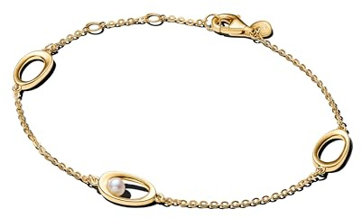 PANDORA Damen-Armband Ovale mit Perle Goldfarben 564677C01