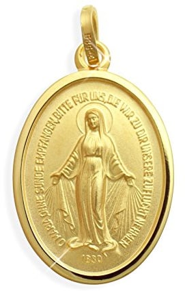Wundertätige Madonna Immaculata Milagrosa Marienanhänger Medaille echt 14 Karat Gold 585