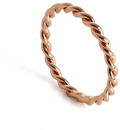 jewellerybox Bague Torsadée à Superposer en Argent Plaquée Or Rose - Taille 46,5