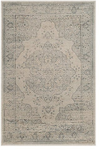SAFAVIEH Traditionell Teppich für Wohnzimmer, Esszimmer, Schlafzimmer - Vintage Collection, Kurzer Flor, Hellblau und Creme, 99 X 170 cm