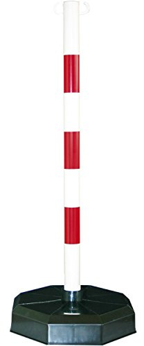 SECOTEC 909010 Kunststoffsperrpfosten, Durchmesser 48 mm, Gewicht 1,2 kg, Fuß 380 x 380 mm, Weiß/Rot