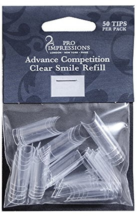 Pro Impressions Advance Competition Clear Smile 50 Nail Tips, Size 7