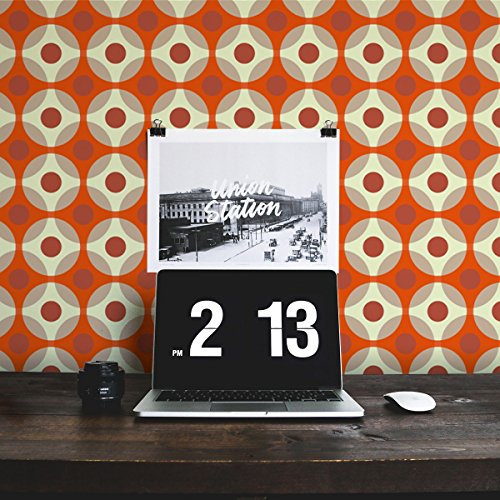 Retro Tapete Flower Dots mit Punkten orange (passt zu Schöner Wohnen) Vlies Tapete Grafik - Wanddeko GMM Design Wand Dekoration als Wohnakzent (für halb hohe Wände H: 1,5m B: 46.5cm)