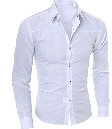 VEMOW Herbst Sommer Business Mann Mode Gedruckt Bluse Casual Täglichen Formalen Anlass Hemd Langarm Slim Shirts Tops(Weiß, 56 DE / 2XL CN)