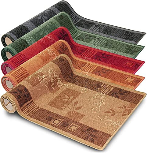 Floordirekt Küchenteppich Flur Teppich Läufer rutschfest - für Küche oder Wohnzimmer nach Maß kurzflor Küchenläufer Meterware 80x600 cm Beige