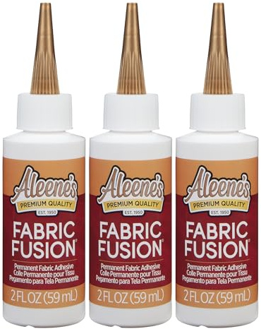 Aleene's Fabric Fusion Textilkleber Waschmaschinenfest - 3 St. 59 ml Starker Bastelkleber – Transparenter Stoffkleber - DIY Superkleber und Rhinestone Glue
