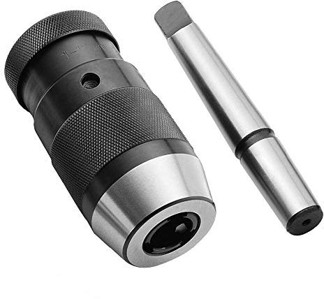 TOOLSTAR Kedless Chuck, 0.2-16MM Lathe Drill Chuck Self-Tightening Keyless Lathe Drill Chuck B16 Chuck and MT2 (10MM) Arbor for Lathe Electric Drill