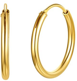 Silvora 20mm Creolen 925 Silber Gold Creolen Ohrringe Damen Basic Runde Kreis Polierte Goldene Kreolen Hoop Earrings Klein Durchmesser Mode Kreolen Modeschmuck Ohrringe für Damen Frauen Mädchen