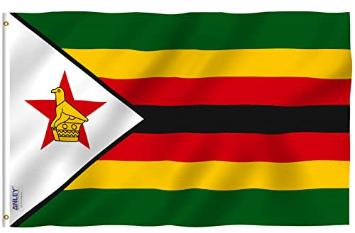 Anley Fly Breeze 3x5 Pieds Drapeau Zimbabwe - Couleur vive et résistant à la décoloration UV - en-tête de Toile et Double Couture - Drapeaux zimbabwéens en Polyester avec Oeillets en Laiton