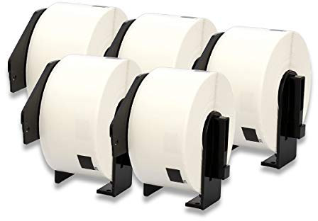 DOREE DK-11208 38 mm x 90 mm großes weißes Papier Adress-Etiketten kompatibel für Brother P-Touch QL-500 QL-500BW QL-570 QL-580 QL-700 QL-710W QL-800 QL-810W QL-820NWB 5 Rollen