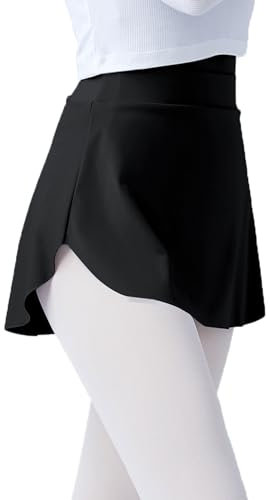 Ballettrock für Mädchen und Damen, elastisch, kurz, zum Tanzen - Schwarz - Groß