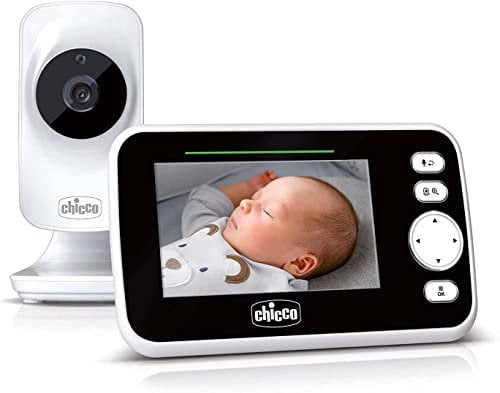Chicco Deluxe Video Baby Monitor, Vigilabebés con Cámara y Pantalla a Color LCD de 4.3, Alcance de 200 m, Visión Nocturna, Termómetro, Melodías, Ruido Blanco y Batería de Larga Duración