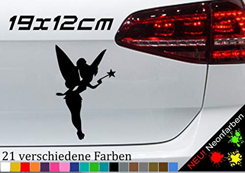 Disney Tinkerbell Fee Aufkleber Zauber Märchen Sage Sticker Feenstaub Car Fairy 19x12cm Schwarz Vinyl UV-beständig Selbstklebend Outdoor Sticker