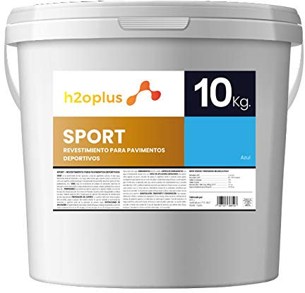 h2oplus Pintura para Pistas Deportivas y Pavimentos Deportivos Sport Azul 10Kg · Producto Natural 100% en Base Agua, SIN Olor a Disolventes Químicos · Ideal para Pistas de Pádel/Tenis/Frontón