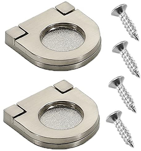 YHBZ 1 Confezione Maniglie per Cassetti a Scomparsa,Pomelli Lega di Zinco,Pomelli per Porte Nascoste per Guardaroba,Pomolo Rotonde a Filo con Le Dita,Viti a Scomparsa,4 Colori,Silver