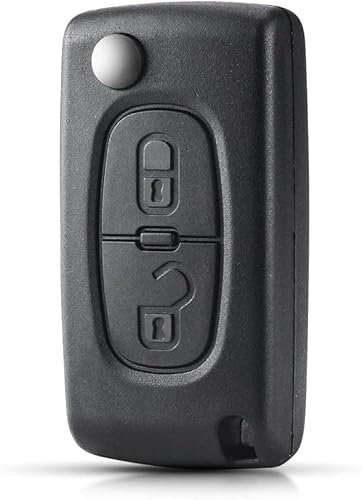 AUTOZOCO Carcasa Mando Llave De Coche 2 Botones Compatible con Citroen Y Peugeot Negro, Modelos 206, 107, 207, 307, 407 y C2, C3, C4, C5, C6 - con zocalo de Pila