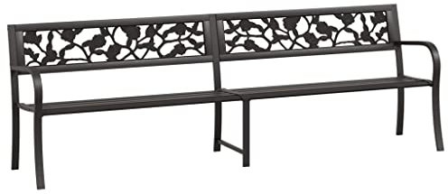 vidaXL Doppel Gartenbank Sitzbank Parkbank Gartenmöbel Bank Balkonbank Metallbank Terrassenbank Terrasse Garten Outdoor 246cm Schwarz Stahl
