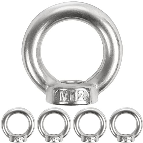 5 Stück Ringmutter M12, Leryati 304 Edelstahl Gewinde Ösenmutter, Ringösen Augenmuttern Ringmuttern, Ringschrauben for Befestigen Sie hängende Ornamente, Blumentöpfe, Schaukelständer usw.