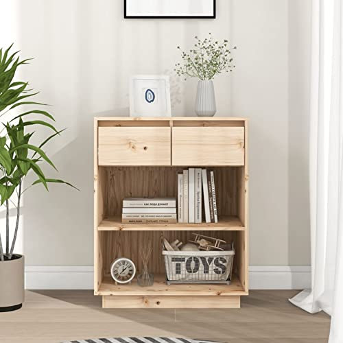 Chenshu Beistellschrank, Komodenschrank Sideboard, Konsolenschrank, Büro Kommode, Teeschrank, 60x34x75 cm Massivholz Kiefer