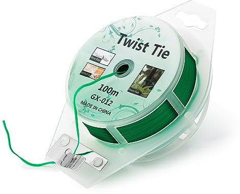 100m Garden Cable Ties & Cutters, Reusable Green Wire Twist Ties for Climbing Plants & Home Organization