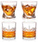 veecom Whiskey Gläser, 300ml Whisky Gläser 4er Set, Bleifrei Whiskygläser Kristall, Old Fashioned Rum Gläser Tumbler Glas für Gin, Cognac, Wodka, Whiskeyglas Geschenkset für Männer, Papa