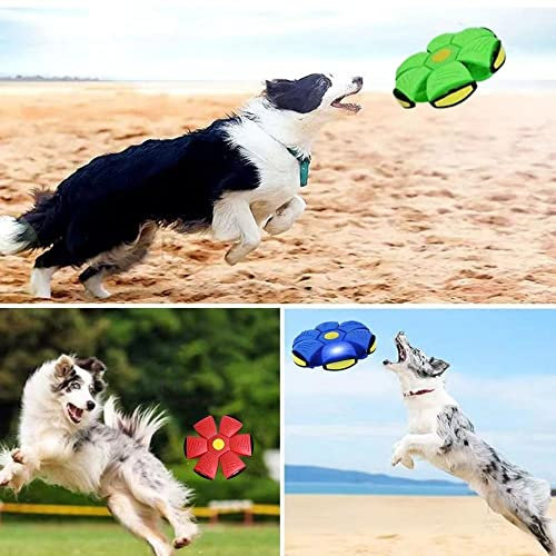 WRUIOY Disco volante palla giocattolo per cani giocattolo per animali domestici nuovo disco volante palla in morbido silicone aggiornato con sei luci per cani o gatti (rosso)