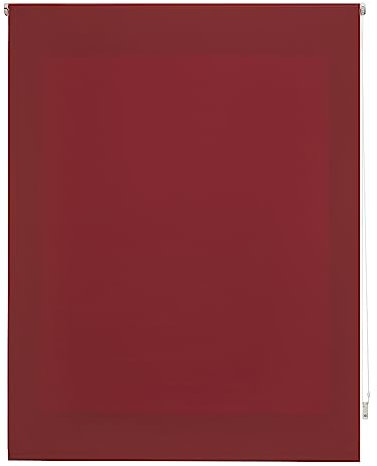 DECORBLIND | Raffrollo, lichtdurchlässig, glatt, Maße Rollo: 100 x 250 cm Breite x Länge/Maße Stoff einfarbig: 97 x 245 cm, lichtdurchlässig, Bordeaux, einfache Montage an Wand oder Decke