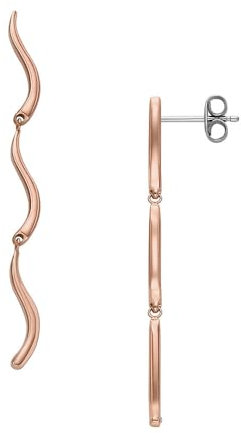 Skagen Damen-Hängeohrringe Essential Waves lang Edelstahl roségoldfarben, SKJ1785791