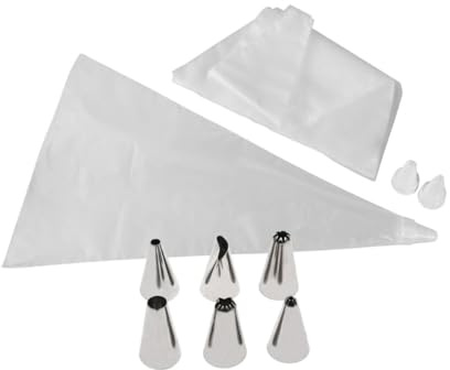 Zenker 9918350 Set mit 20 Spritzbeuteln und 3 Tüllen aus Kunststoff und 6 Tüllen aus Edelstahl, Spritzbeutel, Tüllen aus Kunststoff, Edelstahl, 32 cm