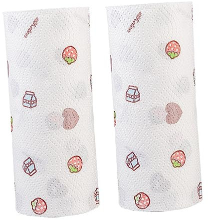 SOLUSTRE 2 Rollen Saugfähige Papierhandtücher Papaee-tücher Tücher Aus Seidenpapier Küchenpapier Haartuch Serviette Bedruckte Papierhandtücher Einwegwaschlappen Gewidmet Getränke