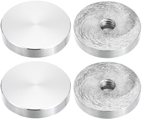 sourcing map 4 Stück M10 Gewinde 40mm Durchmesser Aluminium Kreis Scheibe | Glas Top Adapter, Runde Form, Scheibe Hardware, Für Glastisch, Aluminium