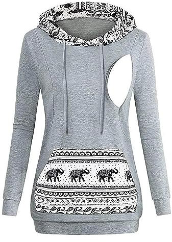 Générique 2024 Damen Stillpullover mit Kapuze und Aufdruck Sweatshirt mit Reißverschluss, GY2, 36