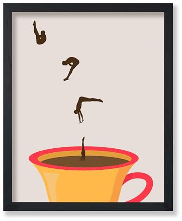 Poster Master Kaffee-Druck – Retro-Taucher-Poster – trendige Café-Kunst – modernes adrettes Wanddesign – Kaffeeliebhaber-Kunst – schicke Boho-Küche oder Restaurant-Wanddekoration – 20,3 x 25,4 cm,