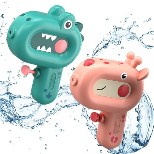 Wasserpistole Spielzeug für Kinder, 2 Stück 100ml Wasserspritzpistole Schwimmbad Spielzeug, Mini Wasserpistolen für Kinder, Wasserschlacht für Wasser Sommer Strand Outdoor(Dinosaurier + Giraffe)