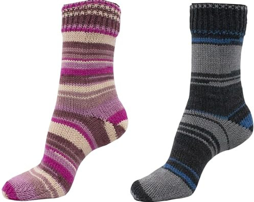 Sockenwolle 6-fach – 2x150gr Set -Kartopu Strumpfwolle - 6fädiges Strumpfgarn in Premiumqualität – 375m-Lauflänge pro Knaul – Ökotexzertifiziert Made in Europe Set (dark)