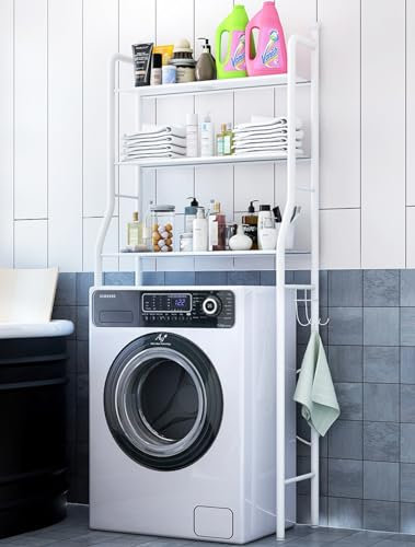 Waschmaschinenregal,3 Etagen,Waschturm,Badezimmerregale,Regale,Toilettenregal,Balkon,Trommel,Waschmaschinenregal,Badezimmer-Lagerregal,A,68 x 25 x 160 cm