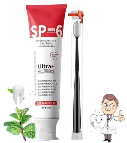 Sp 6 Toothpaste, Ultra Whitening Toothpaste Sp-6, Sp-6 Ultra Whitening Probiotic Brightening Toothpaste, Probiotische Aufhellende Zahnpasta, Sp-6 Zahnpasta,Fresh Breath Stain Removal (Red-1pcs)