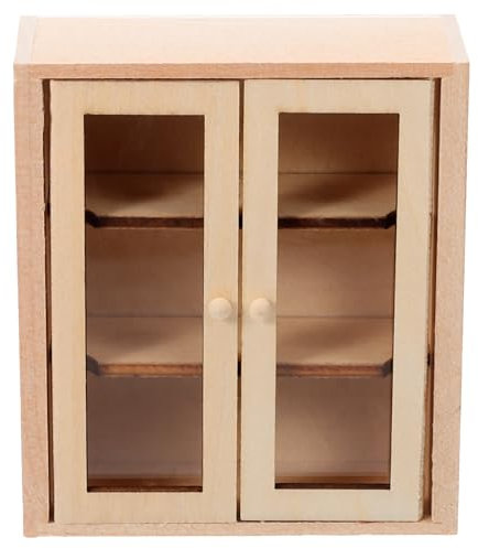 Vaguelly Doll House Furniture Bookshelf Miniatures Bookshelves Bookcases Mini Adornment Mini Double Door Cabinet Simulation Mini Cabinet Mini Cabinet Ornament Mini House Accessory Wooden