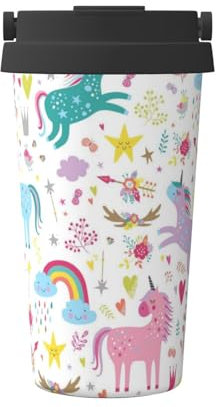 Licorns Rose Carry Mug à café isotherme pour boissons chaudes et froides, tasse à café de voyage, bouteille d'eau de sport