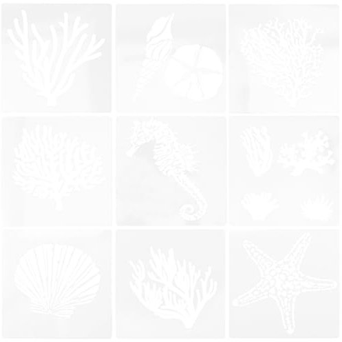 SEWACC 9stücke Teiliges Set Wiederverwendbarer Malschablonen Für Kreative Und Wandgestaltung Mit Meereslebewesen Für -projekte Und Künstlerische Dekoration