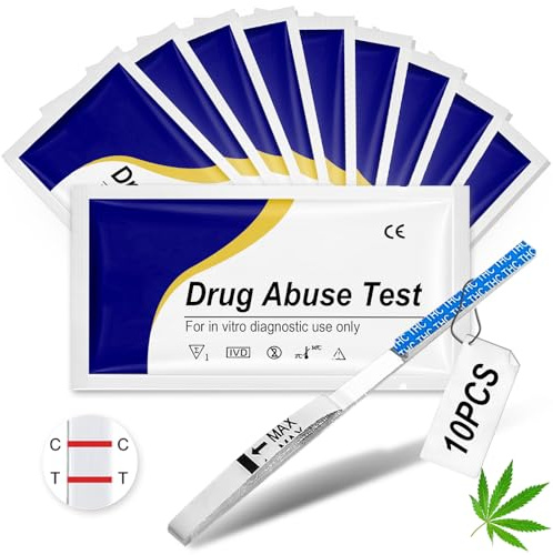 10 x Drogentest,Drogentest Cannabis,Drogenschnelltest Dip-Karten für Cannabis,Urin Teststreifen für den Schnelltest