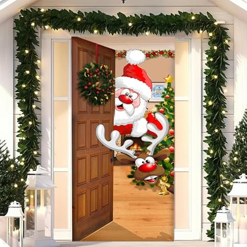 yivom Decorazioni Natalizie per Porta, 200 x 90cm Striscione da Appendere alla Porta d'ingresso, Copriporta Natalizio Copertura Porta Natale per Porte, Pareti, Finestra