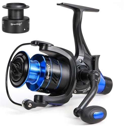 Sougayilang Angelrollen Karpfen Angelrolle 13+1BB Spinnrollen, glatt, leistungsstarke Angelrolle, Karpfenrolle mit Ersatzspule-KOL40