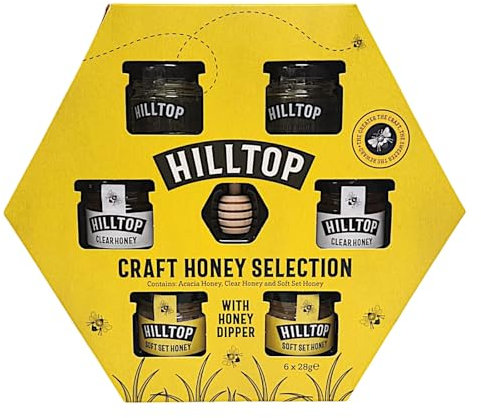 Craft Honey Selection Gift Set 6 Mini Jars of Premium Acacia Clear and Soft Set Honey with Honey Dipper Gift for Food Lovers
