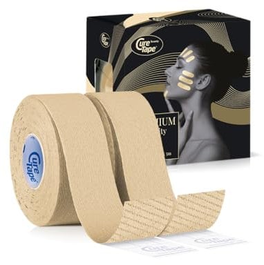 CureTape Beauty Kinesiology Tape | Anti-Wrinkle Face Tape | Face Lift Tape for Toning, Firming & Tightening The Skin | Kinesiology Tape for Face and Sensitive Skin (Two 2.5cm Rolls)