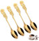 NJCXOLA Kaffeelöffel Löffel Set, 4 Stück Gold Edelstahl Dessertlöffel Set Teelöffel Joghurtlöffel Kleine Zuhause Löffel für Tee Milch Kaffee, Geschenkpackung