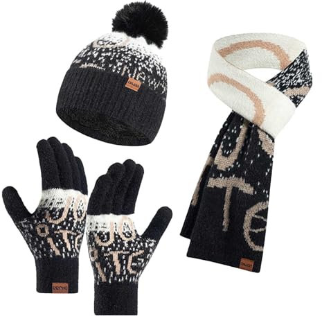 Mütze Mädchen, Mütze Schal Set Junge Mütze, Schal & Handschuh-Sets Mädchen Thermo Strick Mütze Set - Handschuhe Loop Winter Und rutschfeste | Für Junge Mädch 5-10 Jahre