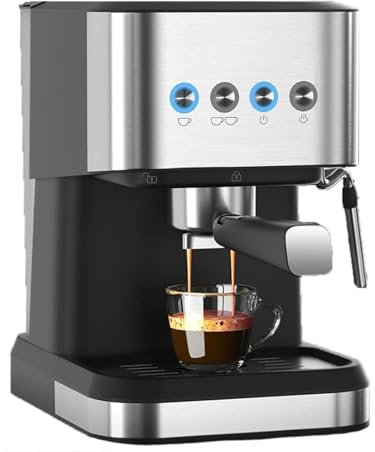 ZyKnaurral Cafetera Espresso, Cafetera con portafiltro 1050 W, Cafetera Espresso 20 Bar presión, Portafiltro Espresso con depósito de Agua: 1,5 litros Acero Inoxidable